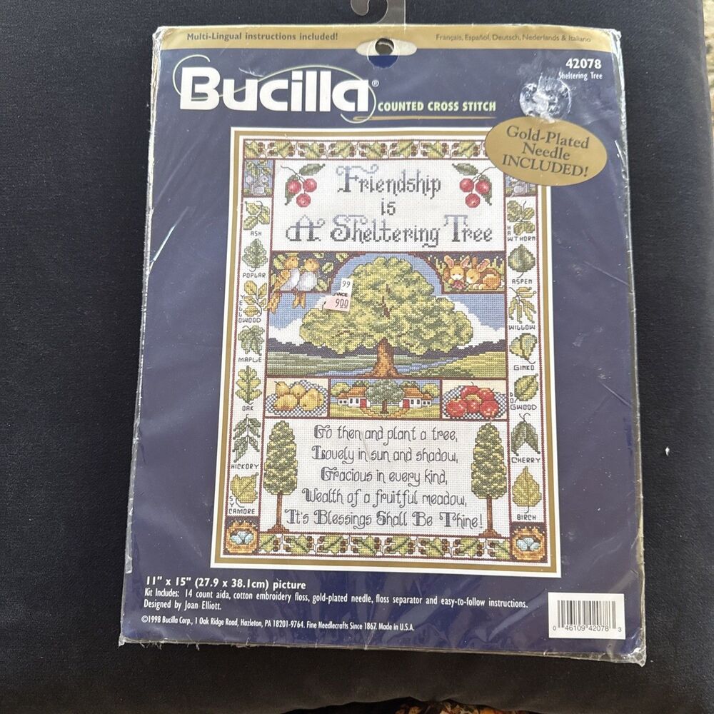 BUCILLA 1998 Counted Cross Stitch Kit 42078 Joan Elliott  Friendship Tree Vtg